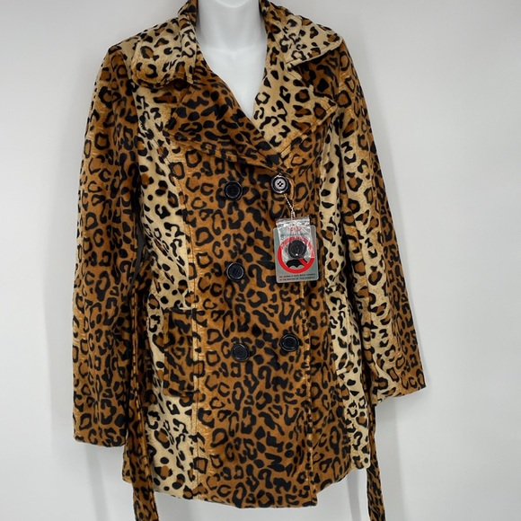 Yoki Collection Animal Leopard Print Double Breast Coat Size Medium NWT‎ - Picture 3 of 13